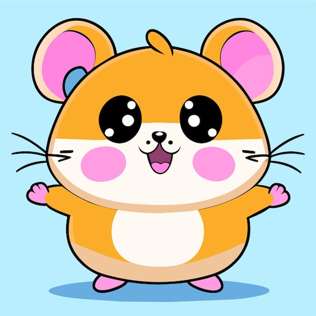 Hamster chibi kawaii hand drawn cartoon sticker icon concept isolated illustration