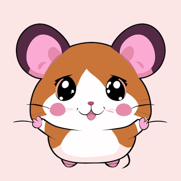 Vector hamster chibi kawaii hand drawn cartoon sticker icon concept isolated illustration