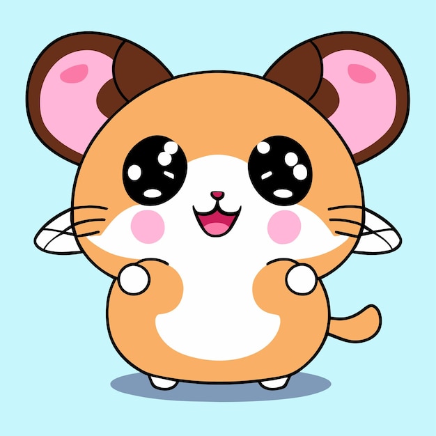 Vector hamster chibi kawaii hand drawn cartoon sticker icon concept isolated illustration