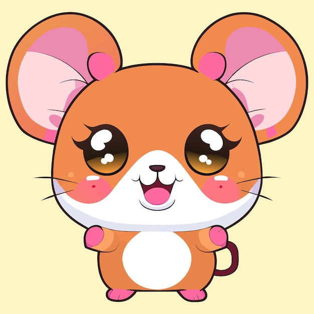 Vector hamster chibi kawaii hand drawn cartoon sticker icon concept isolated illustration