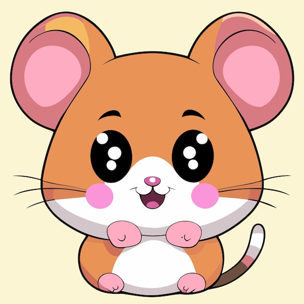 Hamster chibi kawaii hand getekend cartoon sticker pictogram concept geïsoleerde illustratie