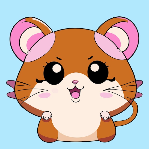 Hamster chibi kawaii hand getekend cartoon sticker pictogram concept geïsoleerde illustratie