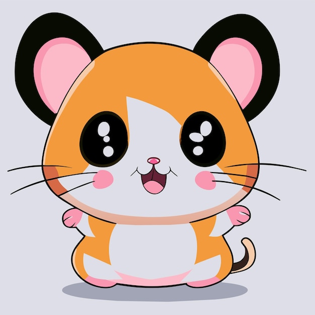 Hamster chibi kawaii hand getekend cartoon sticker pictogram concept geïsoleerde illustratie