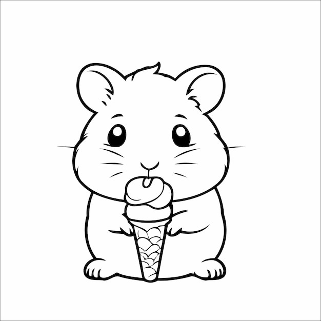 Vector hamster eating vector coloring book for kids