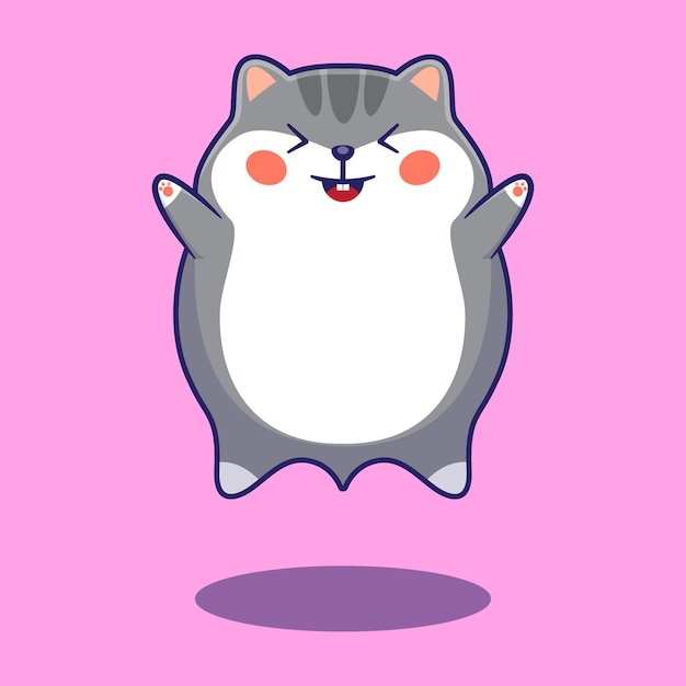 Hamster jumping cute cartoon vector illustration kawaii animal