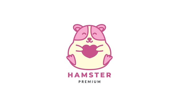 Hamster met liefde of hart logo vector pictogram illustratie ontwerp