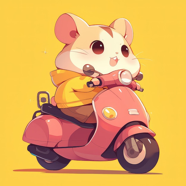 Vector a hamster riding a scooter cartoon style
