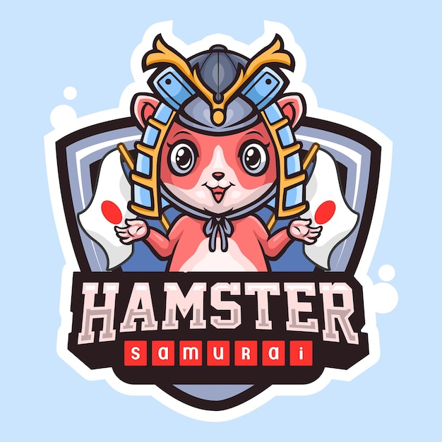 Hamster samurai mascotte esport logo ontwerp