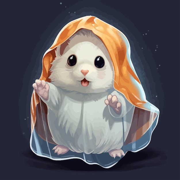 hamster wearing a bed sheet ghost costume