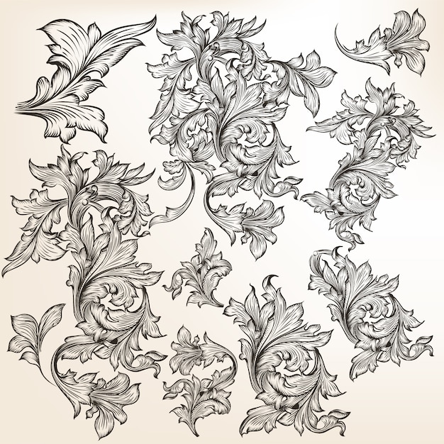 Vector han drawn leaves collection