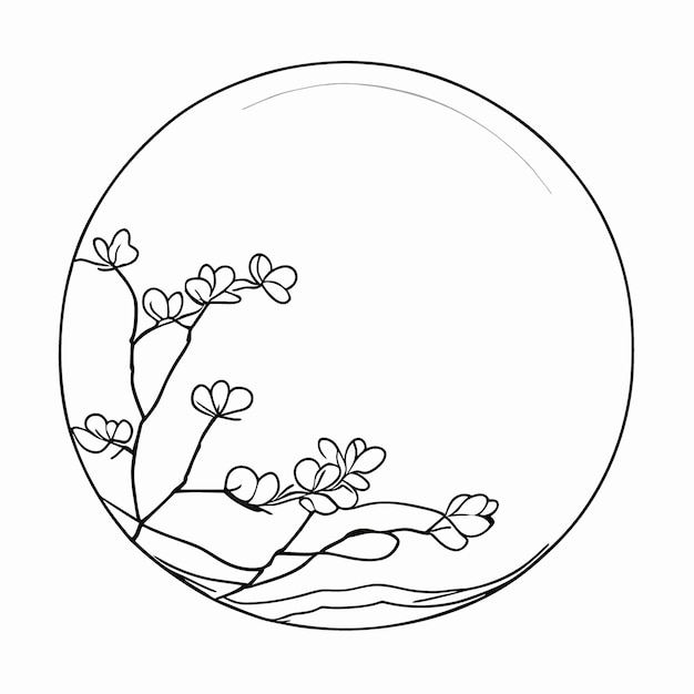 hanami vector illustration line art