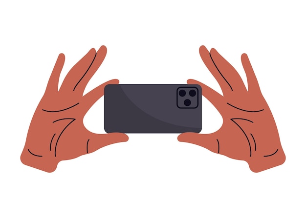 Vector hand of african american man holding mobile phone back view