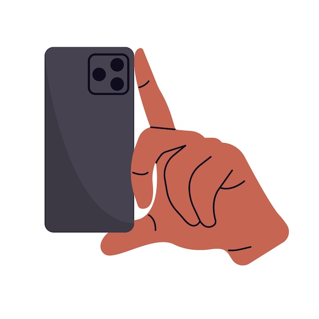 Vector hand of african american man holding mobile phone back view