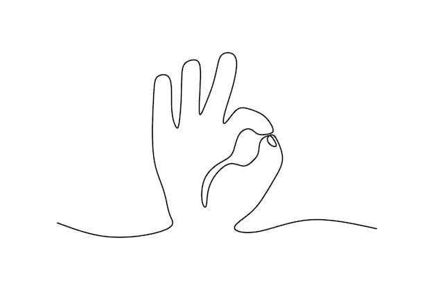 Hand agree gesture oneline continuous editable line art