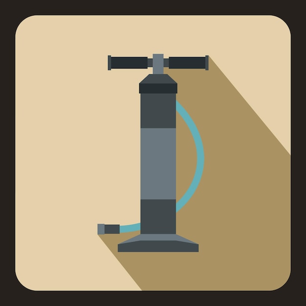 Hand air pump icon in flat style on a beige background vector illustration