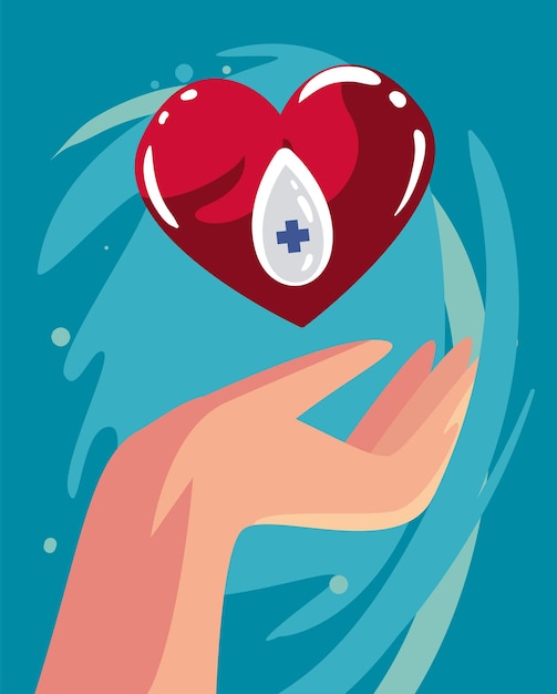 Плакат с символом донорства рук и крови