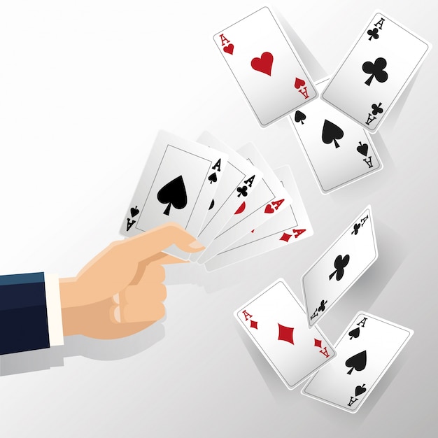 Вектор Рука и карты покера