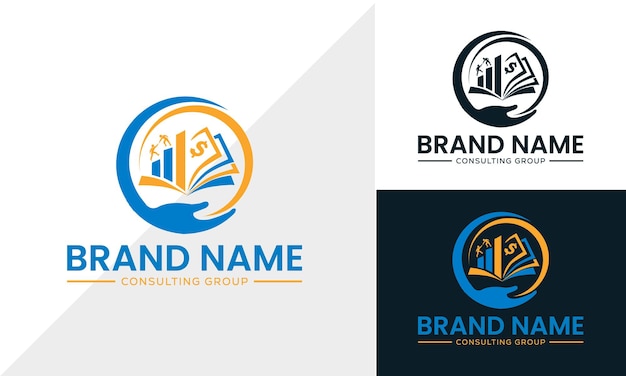 Рука и данные финансы векторный сбор средств финансовый и бухгалтерский дизайн логотипа