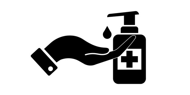 Vector hand and antiseptic vector icon. hand wash sanitizer.