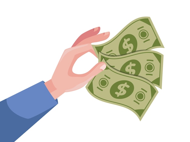 hand arm holding money cash business currency banknote design element vector illustration concept