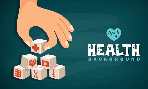 hand arranging wood block stacking with icon