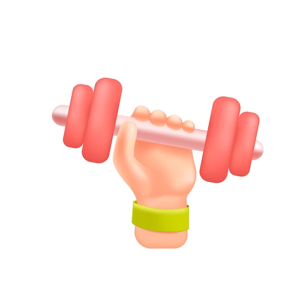 Hand of athlete holding pink dumbbell 3D illustration