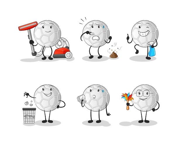 Hand ball cleaning group character. cartoon mascot vector