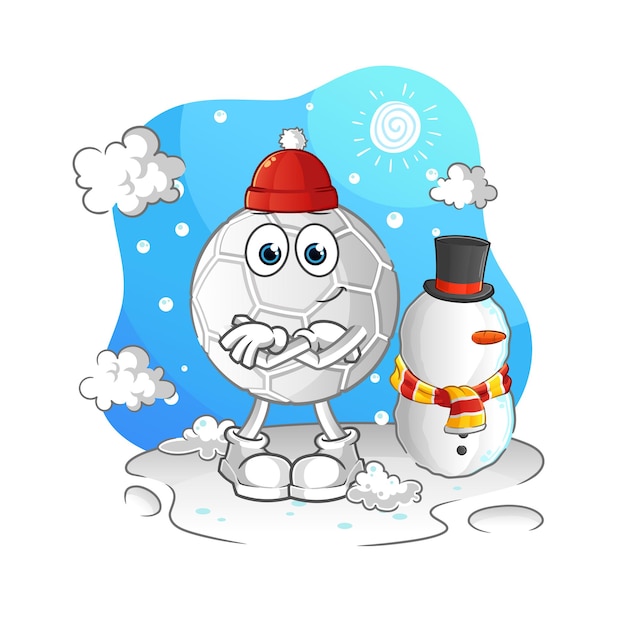 Hand ball in cold winter character. cartoon mascot vector