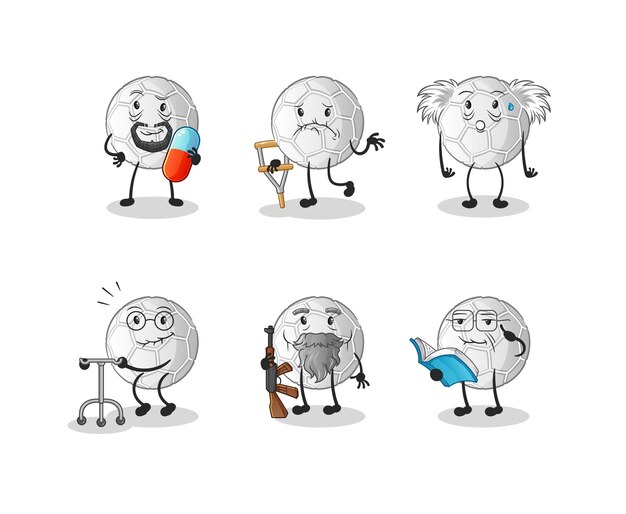 Hand ball elderly character. cartoon mascot vector