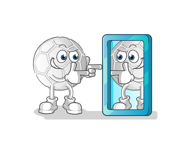 Hand ball looking into mirror cartoon. cartoon mascot vector