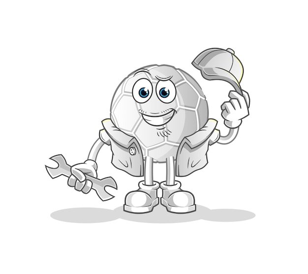 Hand ball mechanic cartoon. cartoon mascot vector