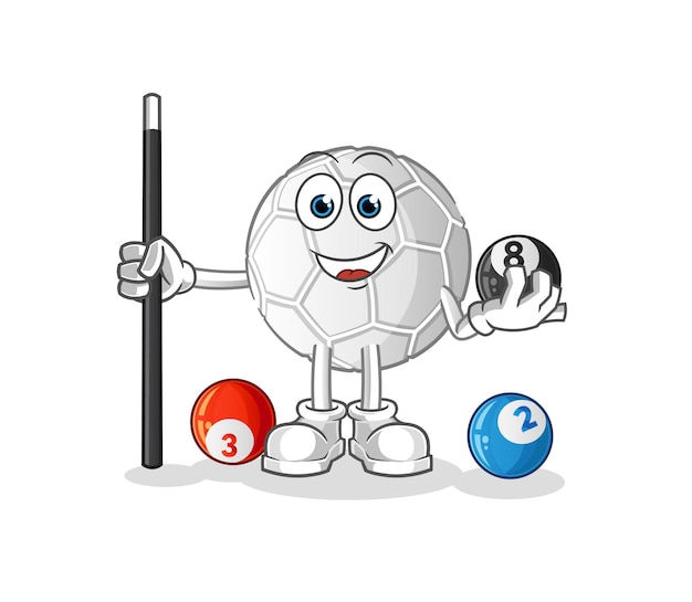 Hand ball plays billiard character. cartoon mascot vector