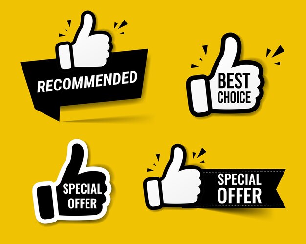 Hand Banner Recommended And Best Choice With Yellow Background