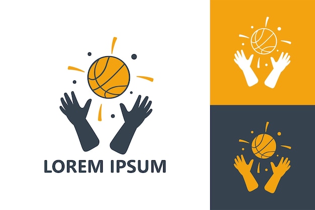 Hand basketball logo template design vector