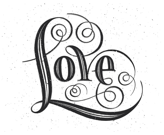 Hand belettering liefde. Zwarte handgetekende kalligrafie