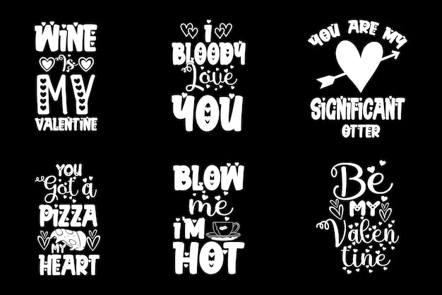 Hand belettering Valentijnsdag typografie set collecties voor tshirt en merchandise