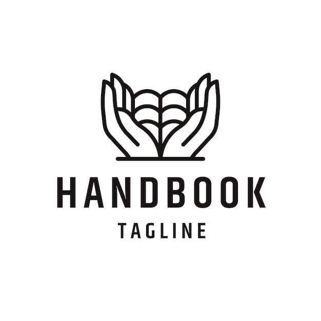 Hand book line logo concept flat design template