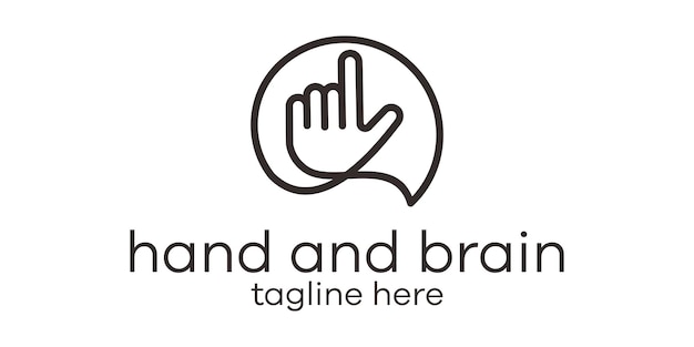 Hand and brain line icon vector illustration