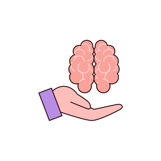 Hand and brain vector illustration