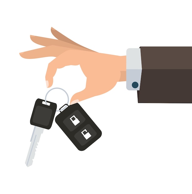 Vector hand businessman holding car key