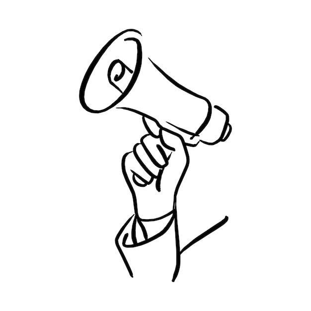 Vector hand of businessman holding megaphone vector illustration sketch hand drawn