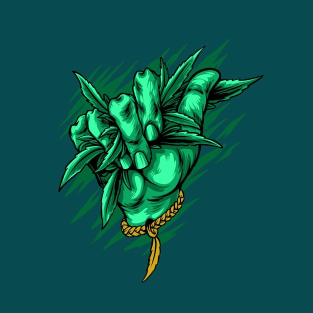 Vector hand cannabis illustration