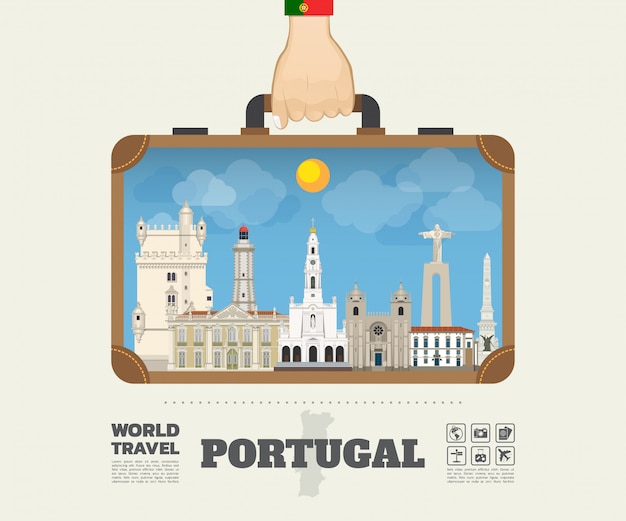 Hand carrying portugal Landmark Global Travel And Journey Infographic Bag. 