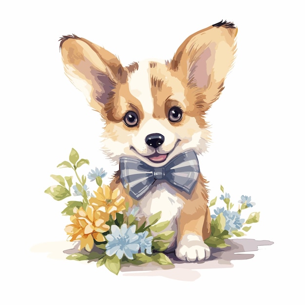 Vector hand cartoon vector illustration animal nature watercolor cute dog face