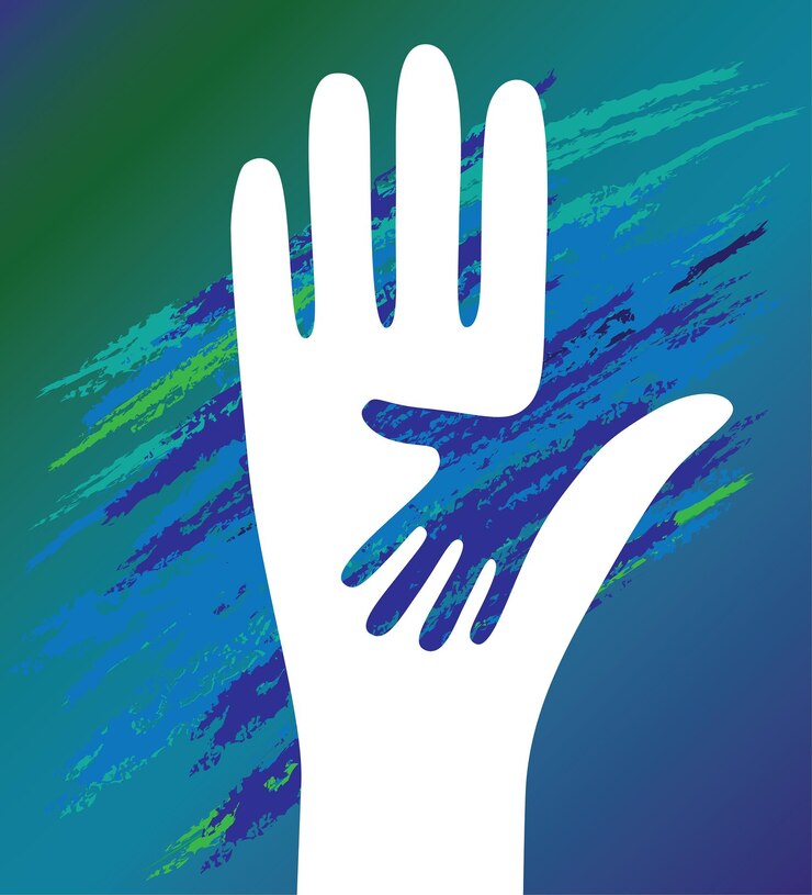 Vector hand of the child in father encouragement support moral