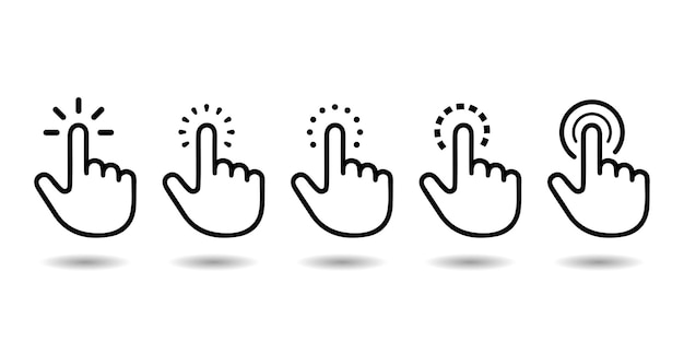 Hand click icon vector or pointing hand clicks icons and hand cursor icon