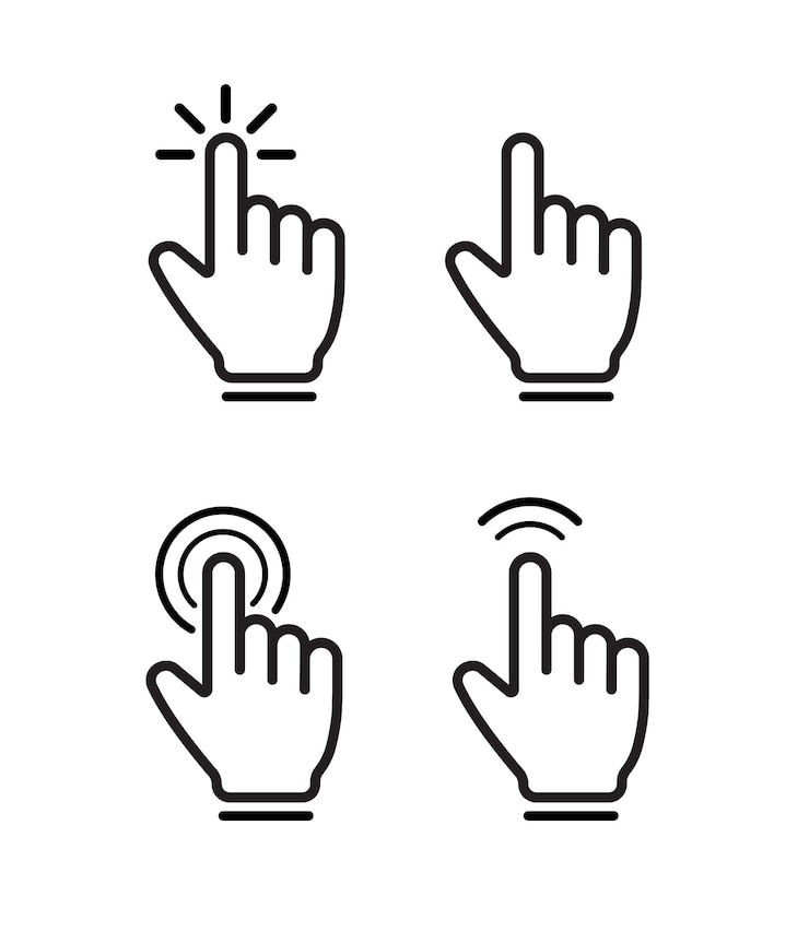 Vector hand click icons set vector illustration stock illustration