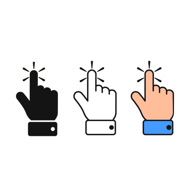 Simbolo isolato del vettore dell'icona del tocco del clic della mano
