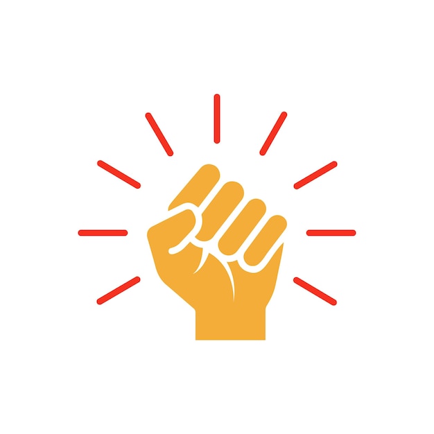 Hand closed Fist Icon Vector trendy flat glyph icon illustration design for protests strength success achievement willpower