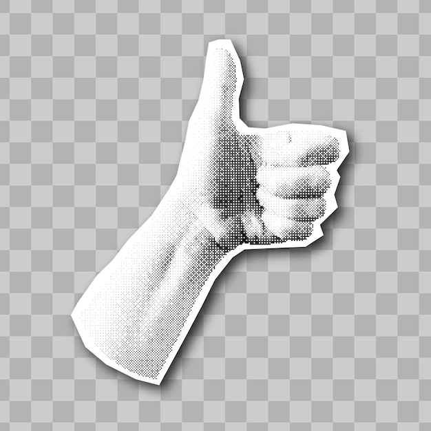 hand collage element vector vintage halftone hand gesture